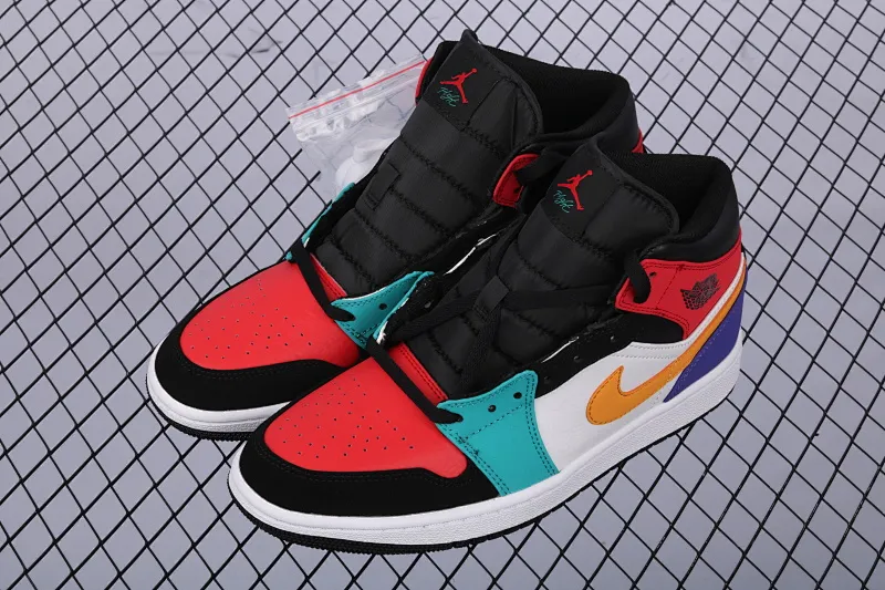 All categories Air Jordan Jordan series basketball shoes Air Jordan 1 Mid Air Jordan 1 Mid four-color stitching toe mid-top full toe layer authentic 554724-125